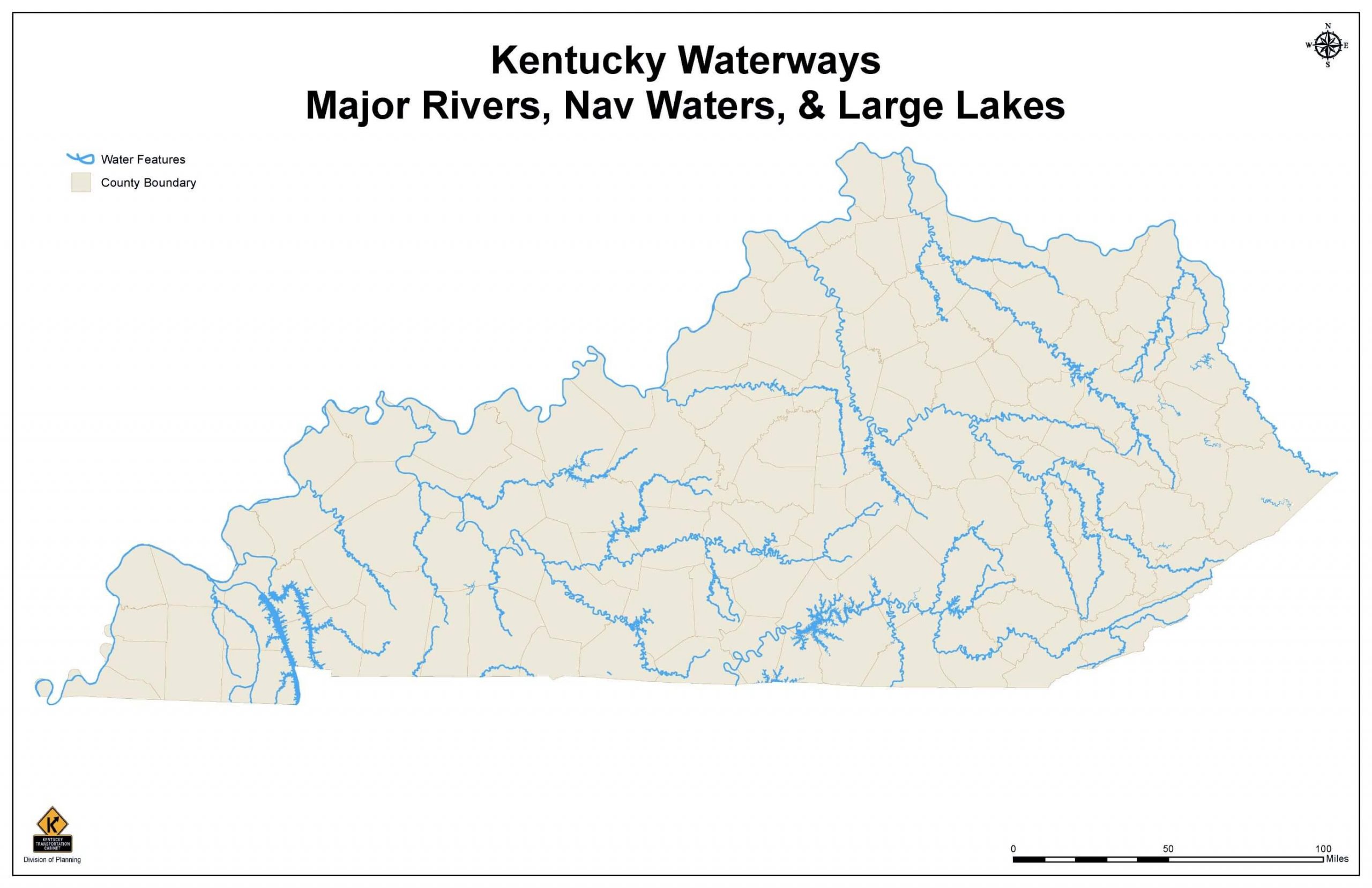 Map of Kentucky's Major Waterways
